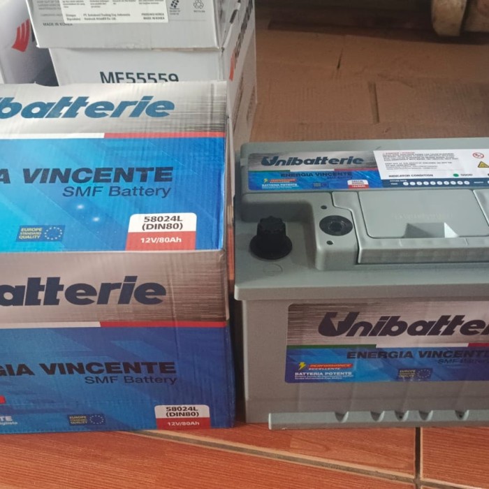Jual Aki Accu Mobil Unibat Unibatterie Kering MF 58024 DIN 80 ah 80Ah
