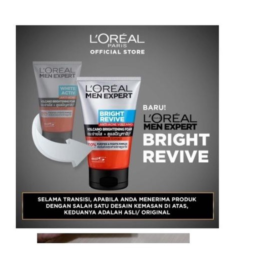 Jual Loreal Paris Men Expert Bright Revive Volcano Pria Facial Wash 100