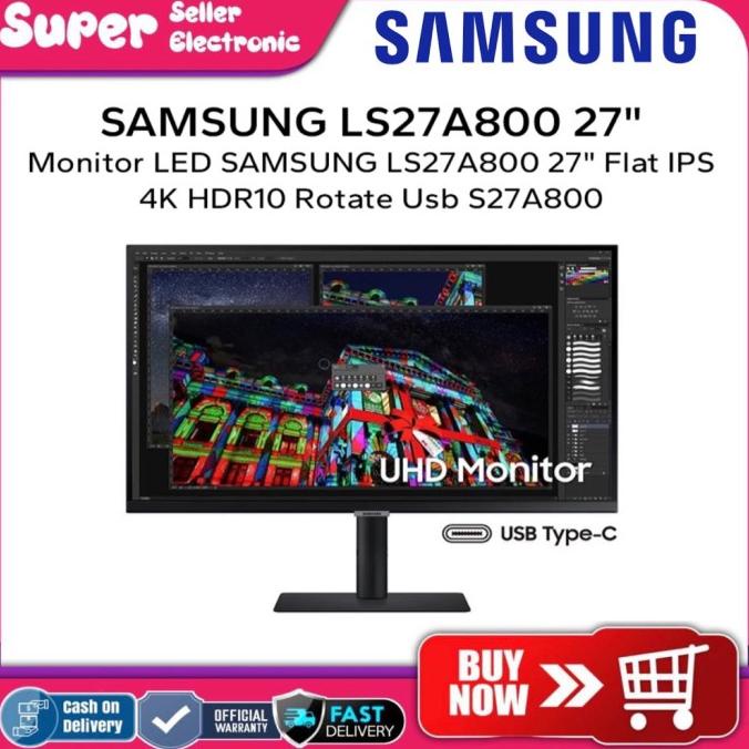 Jual Monitor Led Samsung Ls27A800 27" Flat Ips 4K Hdr10 Rotate Usb ...