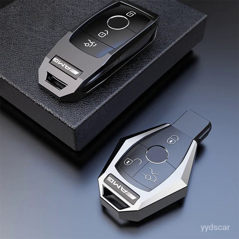 KUNIO Metalen Autosleutelhoes Mercedes A B C E S G Klasse - Beschermhoes Met Sleutelhanger