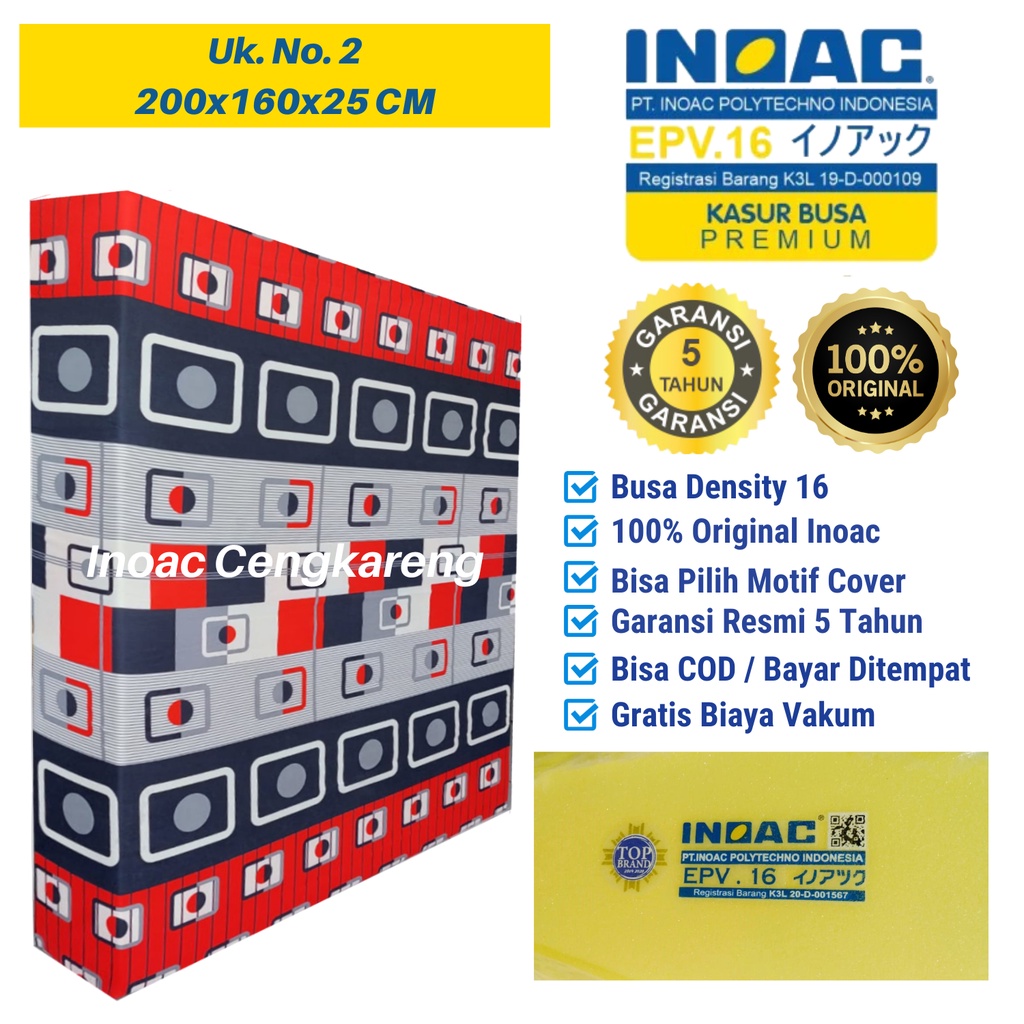 Jual Kasur Busa Inoac D16 Ukuran 200x160x25 cm No 2 Queen Original ...