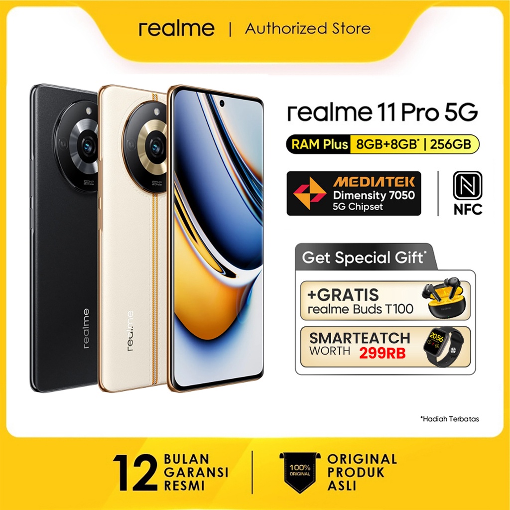 Jual HP Realme 11 Pro 5G 8GB+8GB*/256GB (120Hz Display | 100MP OIS ...