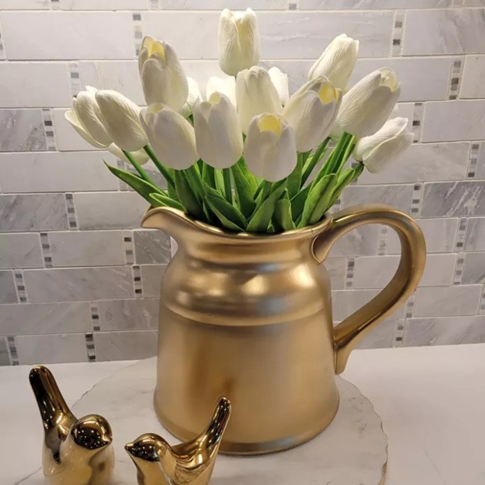 Jual Promo Bunga Tulip Artificial Latex Import-White Cream | Shopee ...