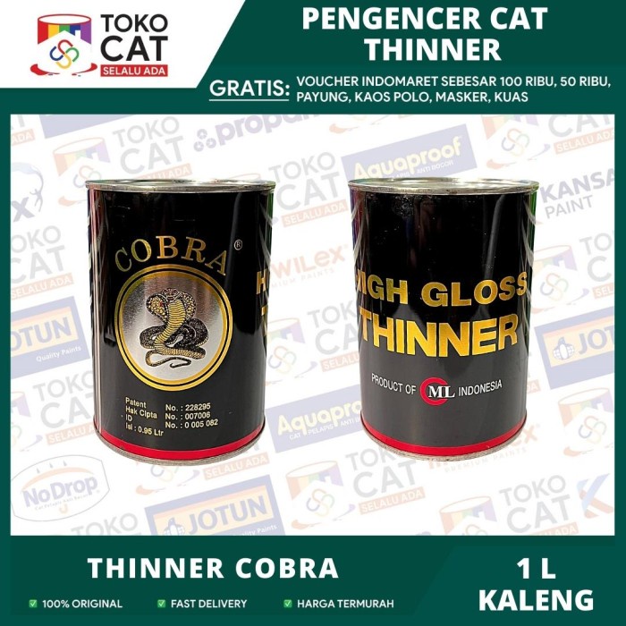 Jual THINNER COBRA HITAM 1L / TINER THINER COBRA HITAM 1LITER KALENG ...