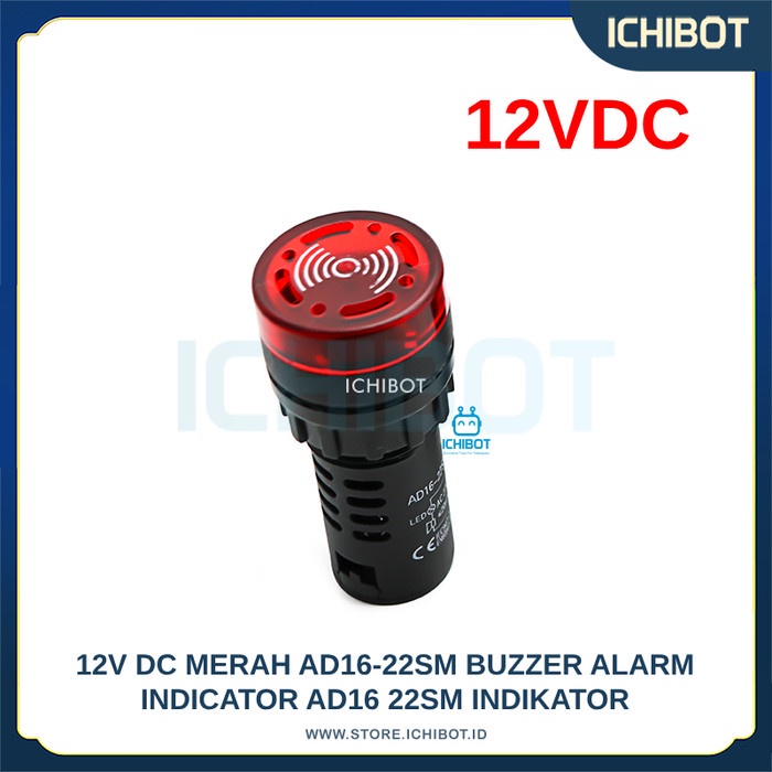 Jual 12V DC Merah AD16-22SM Buzzer Alarm Indicator AD16 22SM Indikator ...