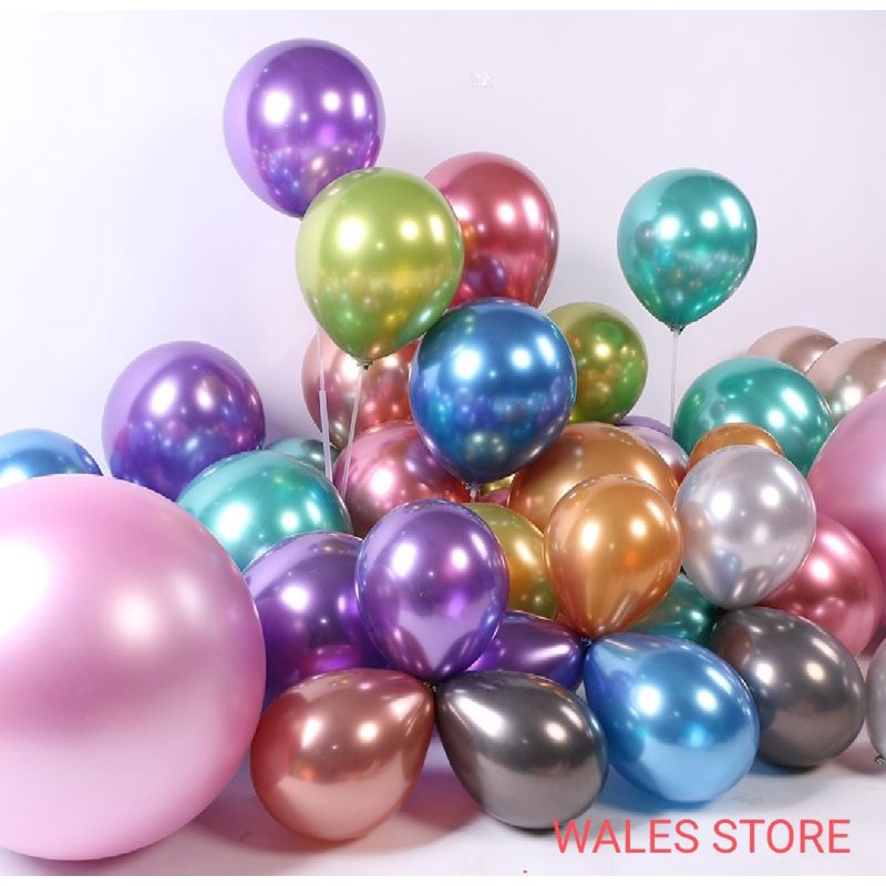 BALON ULANG TAHUN  / BALON LATEX METALIK 5 INCHI ECERAN / BALON LATEX METALIK 12 INCHI ECERAN