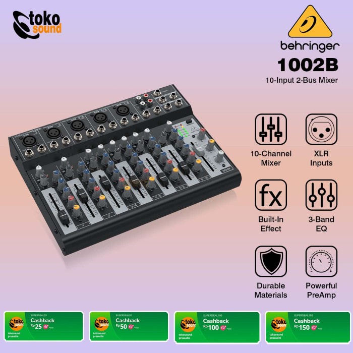 Jual Behringer Xenyx 1002B 10 Channel Mixer Analog Original Dan