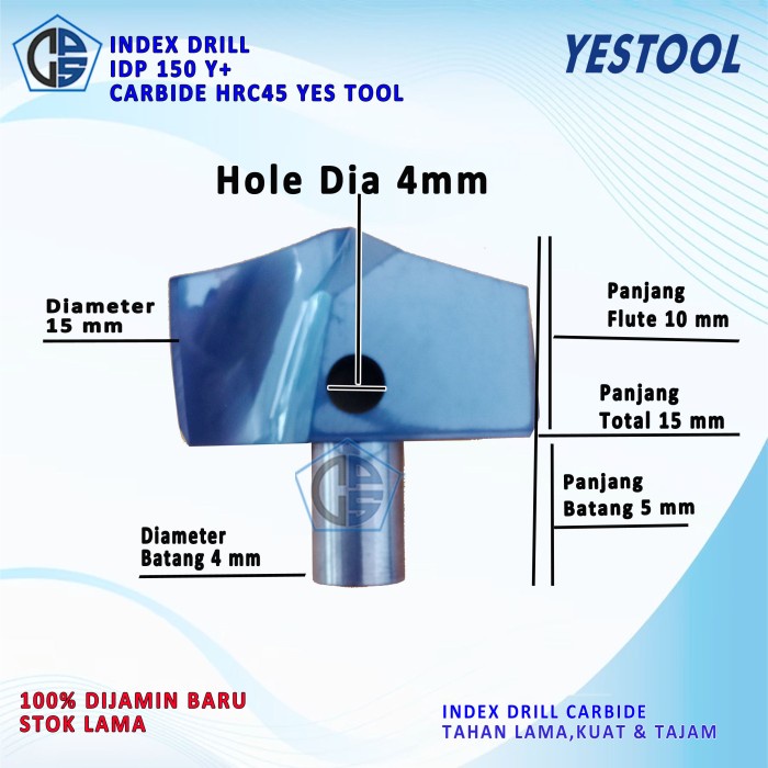 Jual Drill Index Dia 15 Yes Tool DS 4 LF 10 ID P 150 Y+ Carbide ...
