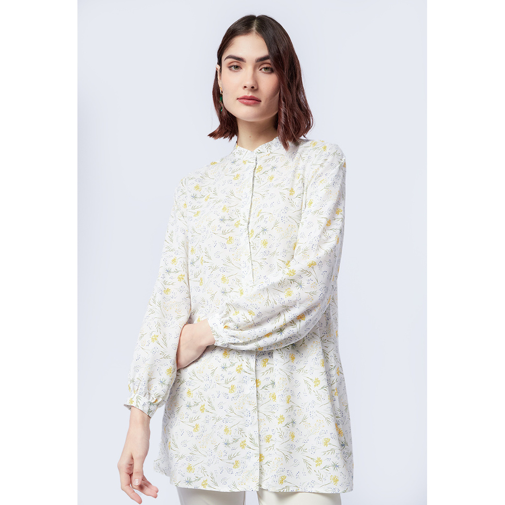 Product image Executive Printed Puff Sleeves Tunic Off White