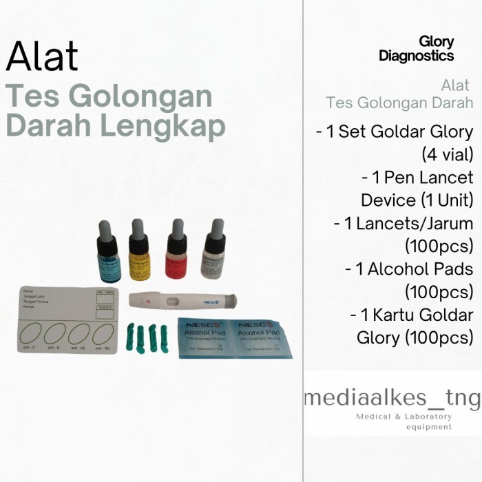 Jual Alat Tes Golongan Darah Lengkap Goldar Set Glory Paket Lengkap ...