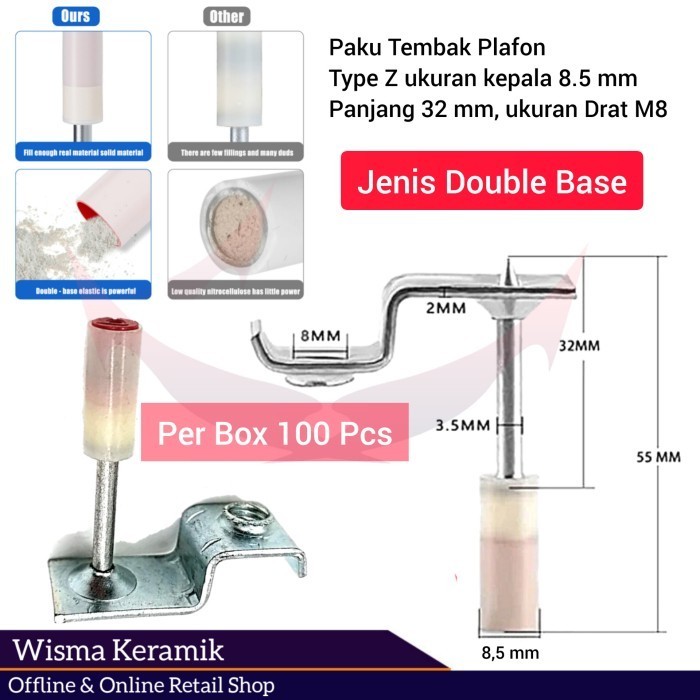 Jual PAKU TEMBAK BESI BETON STAMSET RAMSET M8, UNTUK STAMPSET 40 CM ...