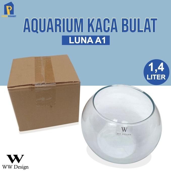 Jual Ready stock] AQUARIUM Bulat Kaca Luna A 1.4 Liter / Wadah Ikan