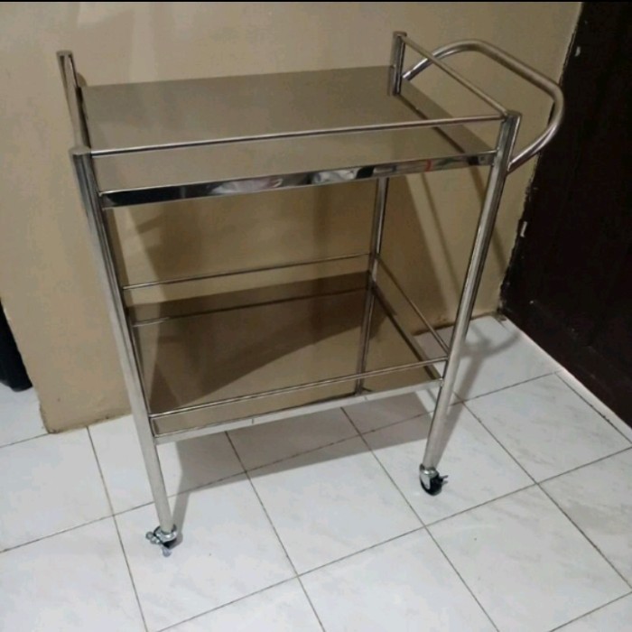 Jual MEJA TROLLEY INSTRUMEN 2 RAK ( STAINLESS ) TROLLEY MEDIS RUMAH ...