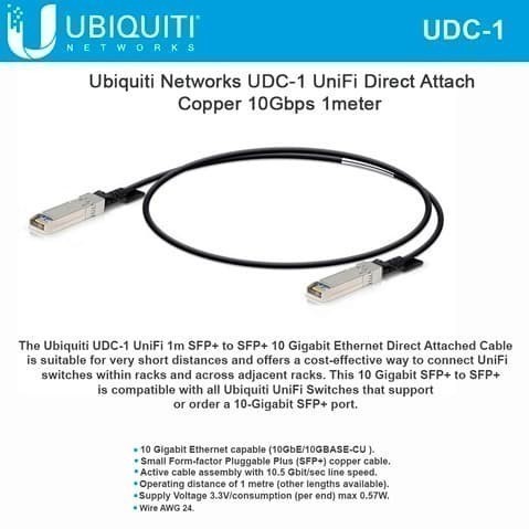 Jual Unifi Direct Attach Copper 10G Sfp+ Dac 1Meter , Ubiquiti Udc-1 ...