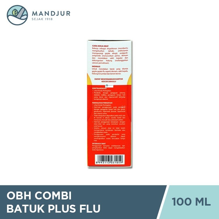 Jual OBH COMBI BATUK + FLU RASA MENTHOL SIRUP 1 BOTOL @ 100 ML | Shopee ...