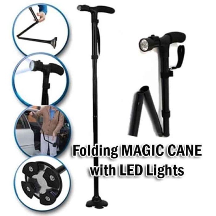 Jual TONGKAT LIPAT ALAT BANTU JALAN MANULA FOLDING MAGIC CANE WITH LED ...
