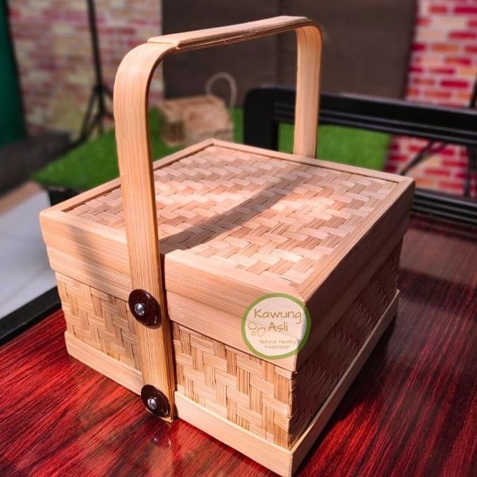 Jual Rantang Kotak Anyaman Bambu Keranjang Vernish Food Grade Hampers ...