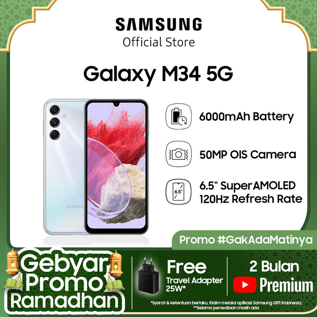 Jual Samsung Galaxy M34 5G 8/128GB - Silver | Shopee Indonesia