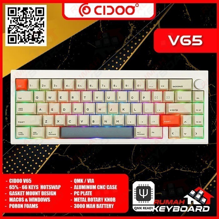 Jual MECHANICAL KEYBOARD - CIDOO V65 V2 - 66 KEYS - GASKET - SOUTH ...