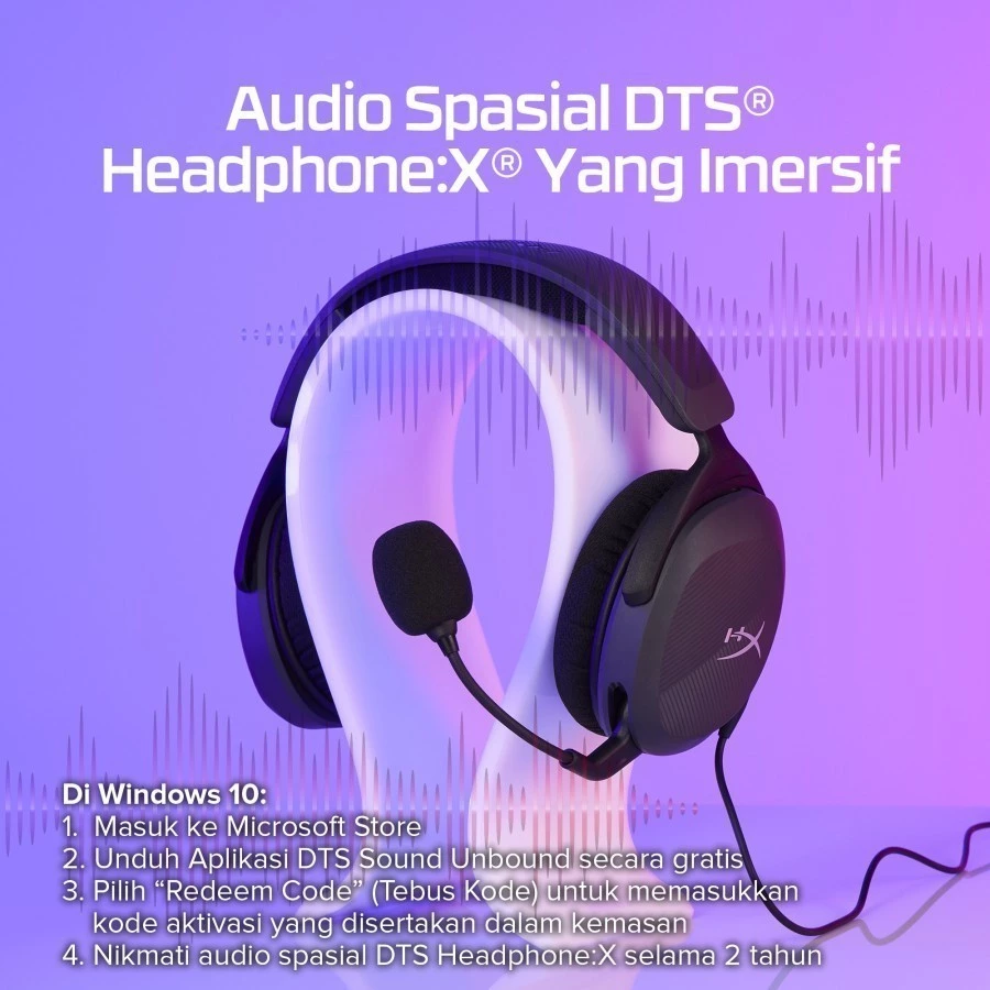 HyperX Headset Gaming Cloud Stinger 2 Core Wired - Black Noise Cancelling Spatial Audio Fabric Stereo Bass Android iOS Led RGB