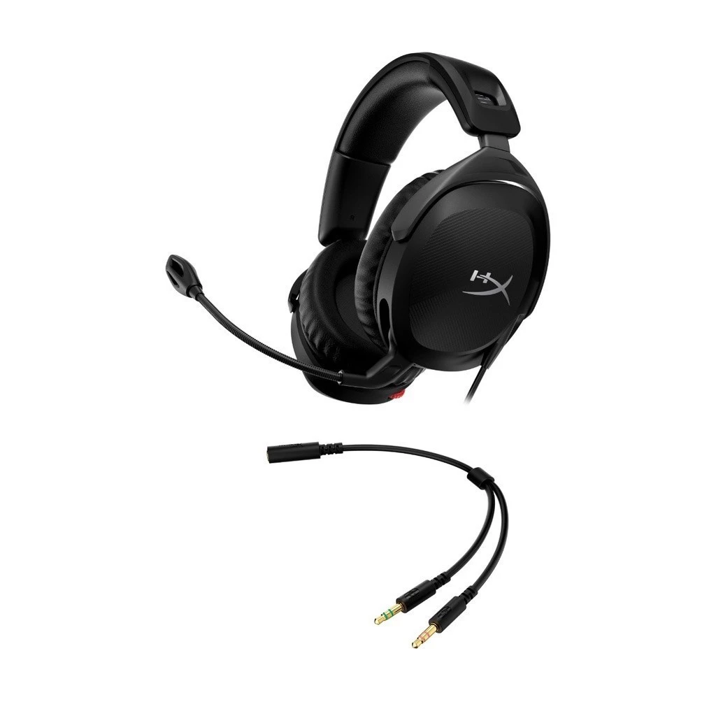 HyperX Headset Gaming Cloud Stinger 2 Wired - Black Noise Cancelling Spatial Audio Rotatable Leather Stereo Bass