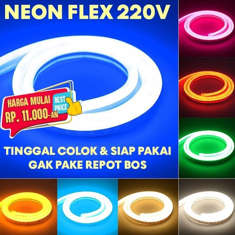 Jual PAKET LAMPU LED NEON FLEX AC 220V LENGKAP TINGGAL COLOK LANGSUNG ...