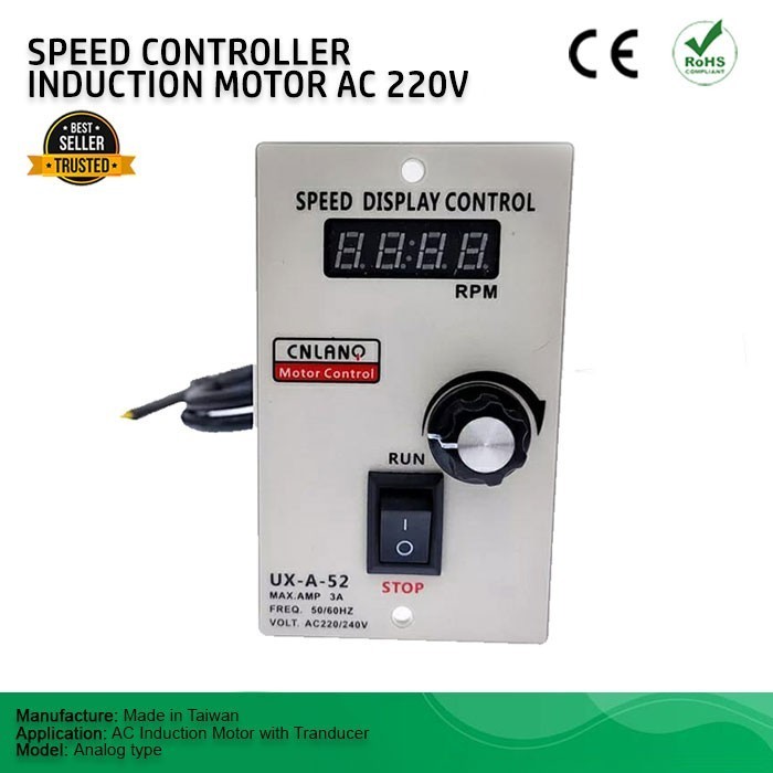 Jual Analog speed controller motor AC 1 phase 220V 400 Watt digital ...