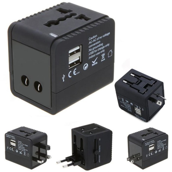 Jual Universal Travel Adaptor Dual Usb Port / Colokan Listrik Universal ...