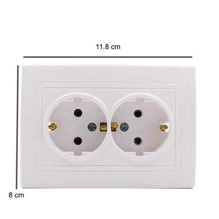 Jual Stop Kontak Colokan Listrik Dinding Eu Double Hole Ll Socket 16A ...