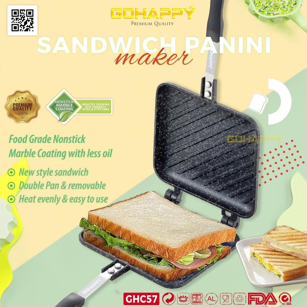 Jual [PROMO] ASLI Gohappy Cetakan Roti Sandwich PaniniMaker - Panci ...