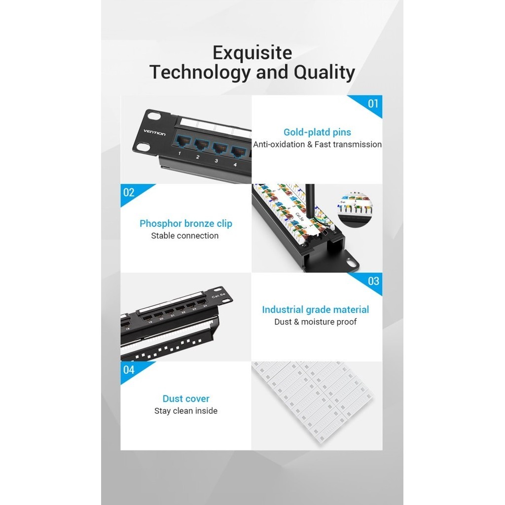 Jual Vention Network Patch Panel Gigabit Ethernet Lan Rj45 Wall ...