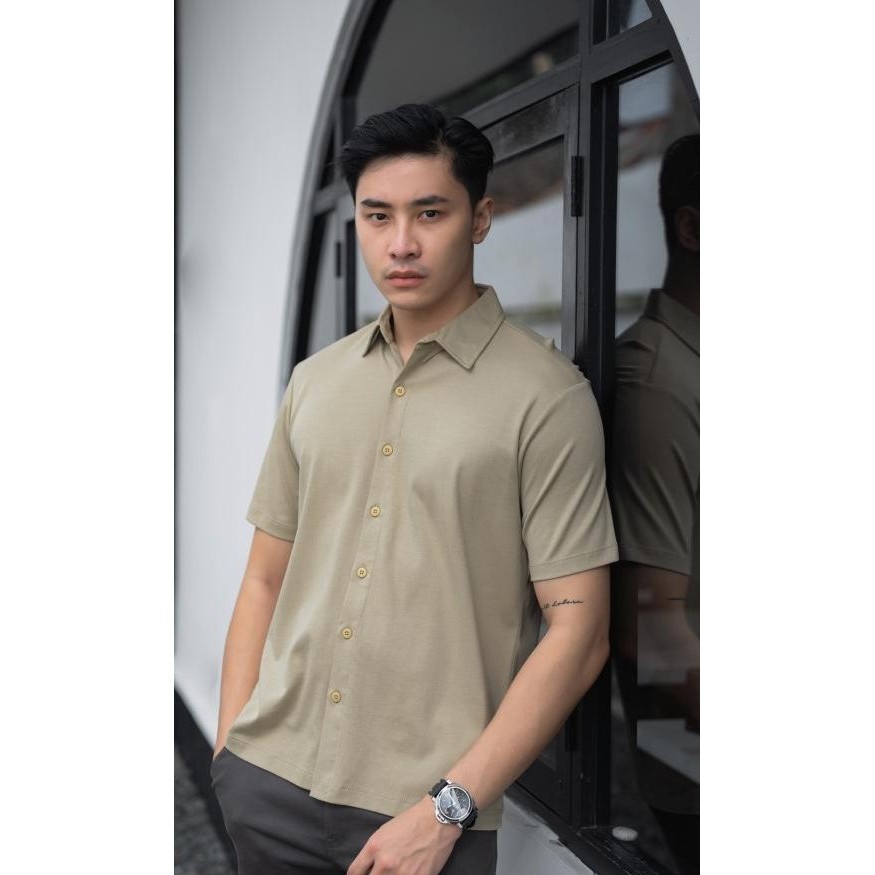 Kemeja Tanpa Lengan Amy Khaki Cream