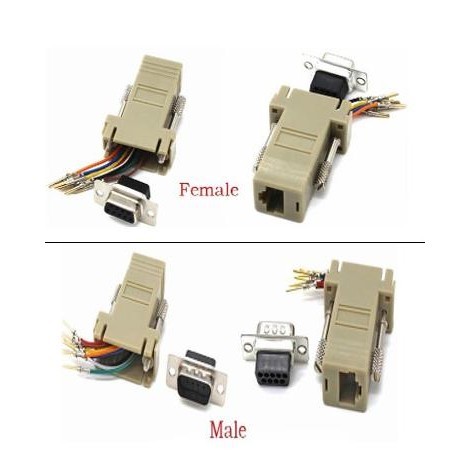 Jual Terbaru (1 pcs) Converter DB9 to RJ45 Modular Adapter DB9 to RJ45 ...