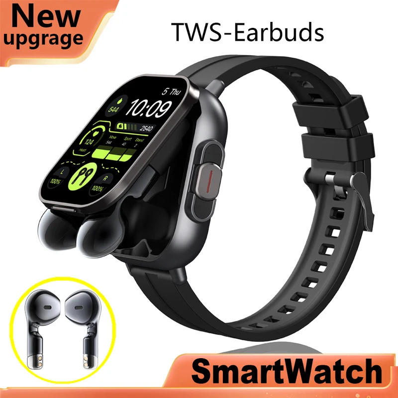 New Smart Watch Men With Earbuds Bluetooth Headset Speaker Tracker Music  Sport Watch Men Waterproof Smart Watch AMOLED Screen 8JHJ