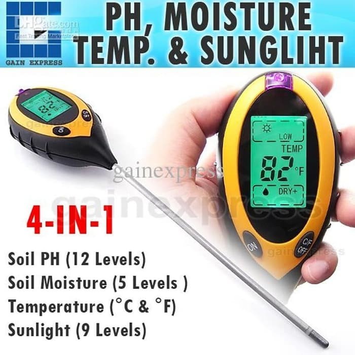 Jual 4 In 1 Digital Soil Meter Thermometer Moisture Ph And Light Tgo ...
