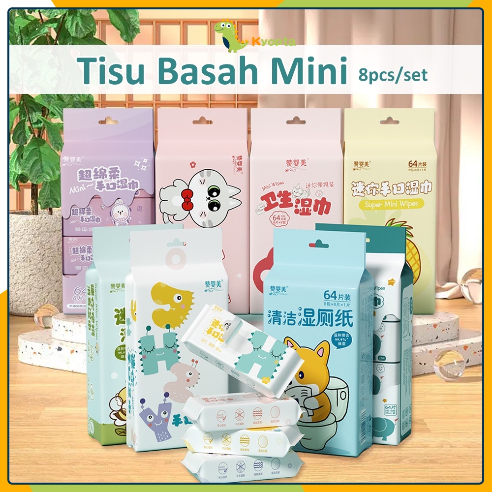 Jual Kyopta Tissue basah mini Tisu basah karakter wet wipes 1 pack isi ...