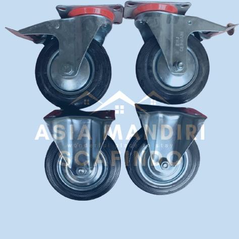 Jual Roda Scaffolding Steger 6 Inchi 2 Rem 2 Mati 1Set Roda Troli Karet ...