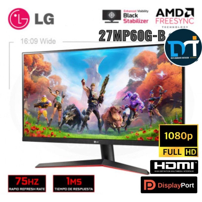 Jual LG 27MP60G B 27" Inch - FHD IPS 75Hz 1ms Freesync HDMI DP VGA ...