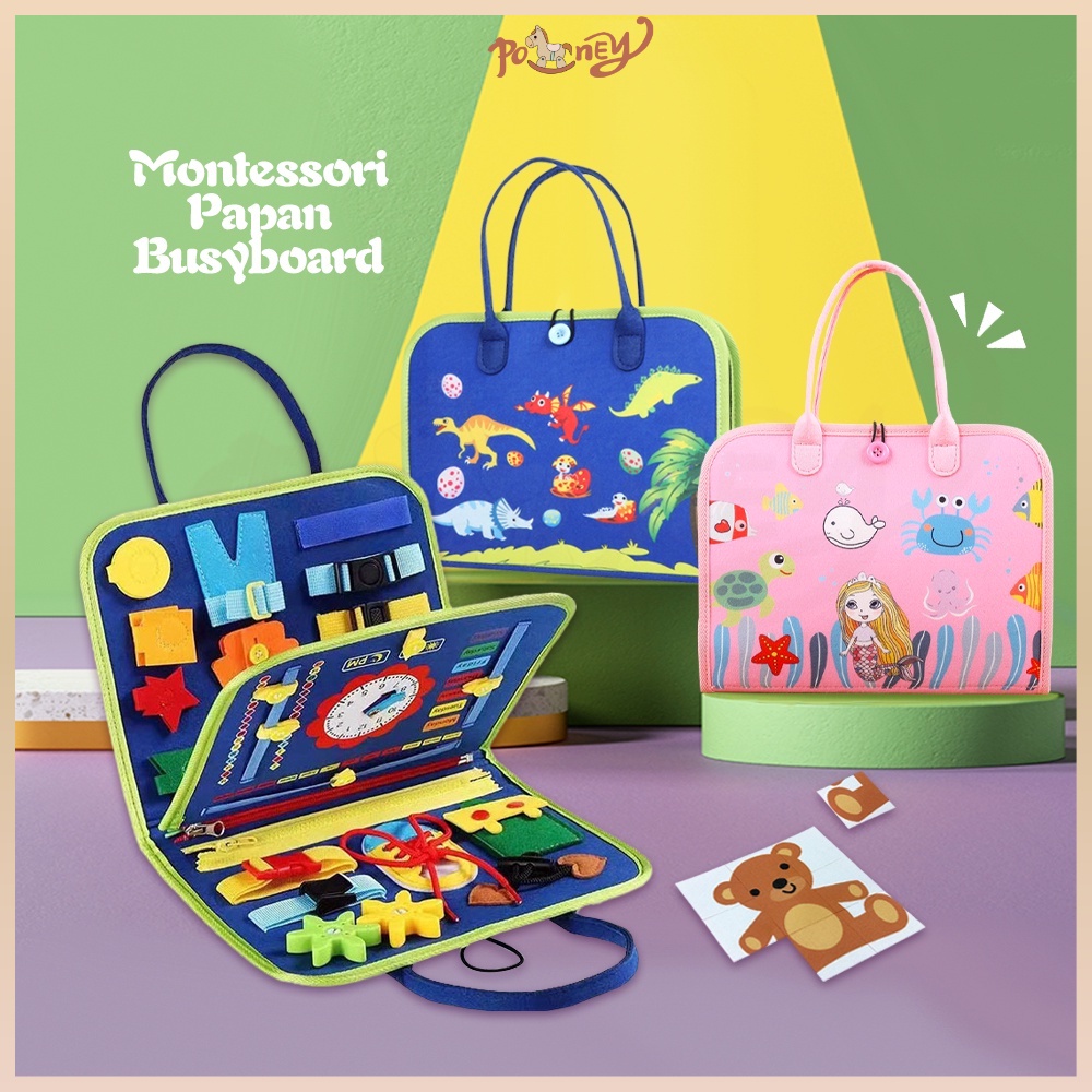 Jual Poney Mainan montessori papan Busy board mainan montessori anak ...