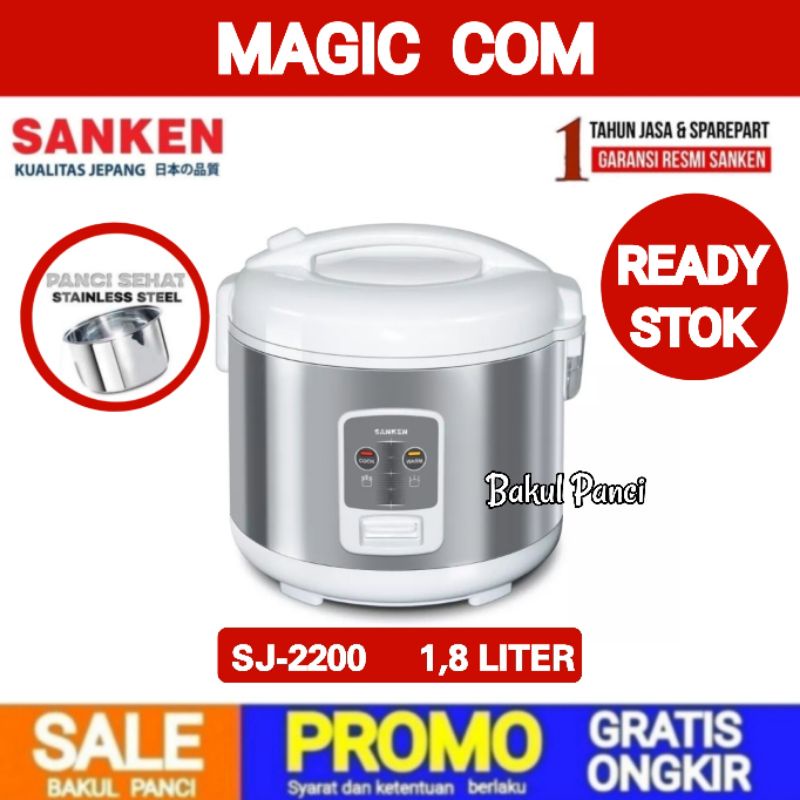 Jual SANKEN MAGIC COM SJ 2200 RICE COOKER STAINLESS 1,8 LITER