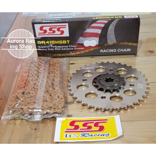 Jual Gear Set SSS 415 Smash / Shogun 125 / Axelo & Rantai SSS HSBT Gold ...