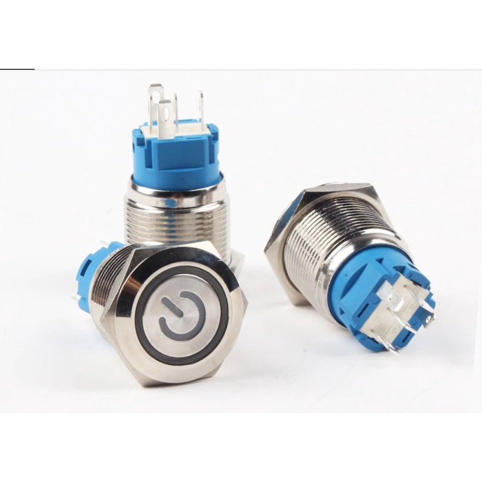 Jual Momentary Switch On Off 19Mm Stainless Led Logo Power | Shopee ...