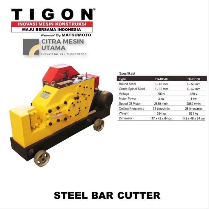 Jual Mesin Potong Besi 40Mm Steel Bar Cutter Tigon TgBc40 Steel Bar