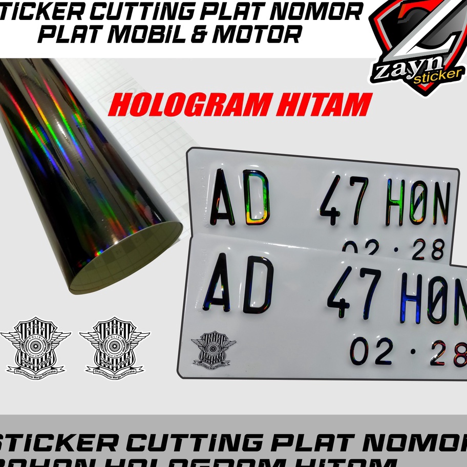 Jual Lti057 Sticker Stiker Cutting Hologram Hitam Untuk Plat Nomor