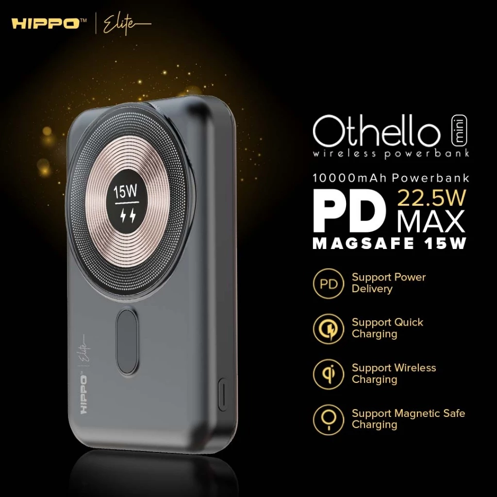 Hippo Elite PowerBank Othello Mini PD 22,5W 10000Mah MagSafe Magnetic Wireless 15W Charger Quick Fast Charging Power Bank