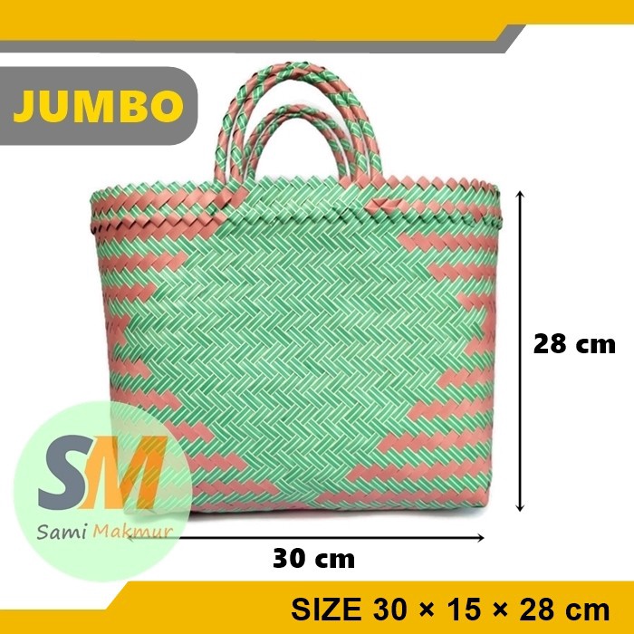 Jual Wykb1144 Tas Anyaman Plastik Jumbo Lurik Tas Keranjang Belanja Besar Untuk Souvenir 8394