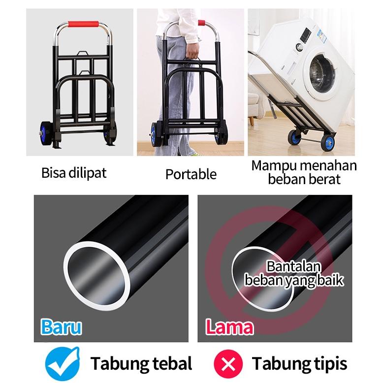 Jual Promo 150 Kg Troli Barang Lipat Hand Truck Folding Cart Silent Wheel Troli Angkut Handtruck 6252