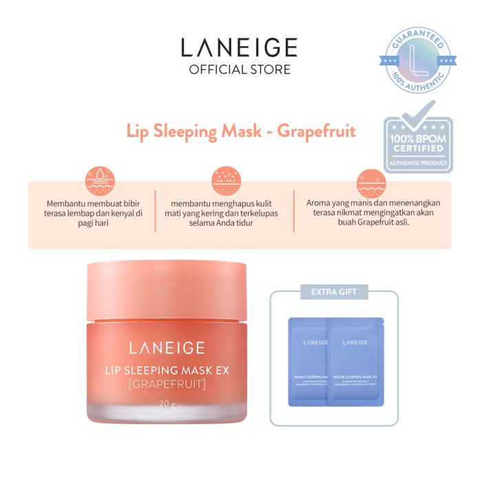 Jual Laneige Lip Sleeping Mask Grapefruit 20g Shopee Indonesia