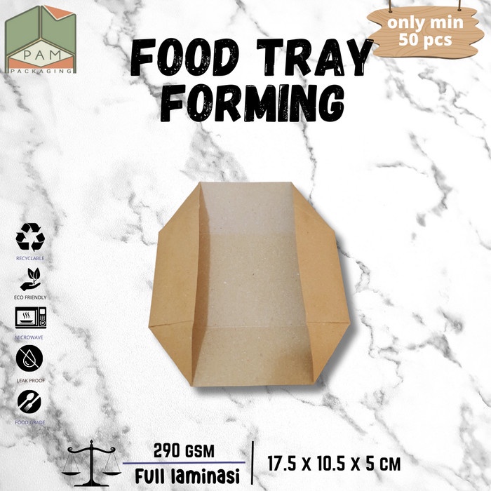 Jual Paper Food Tray Kraft Ukuran M Forming Full Laminasi Siap Pakai ...