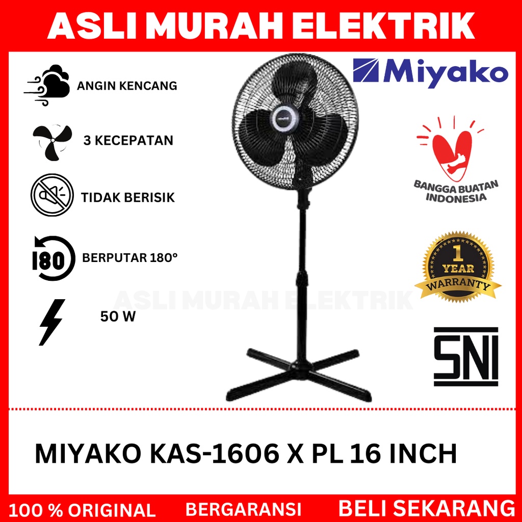 Jual Stand Fan Miyako KAS-1606 X PL 16 Inch//Kipas Angin Berdiri Miyako